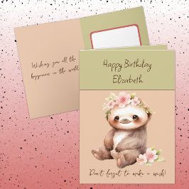 Cartão Feliz aniversário faça um desejo com um nome verde