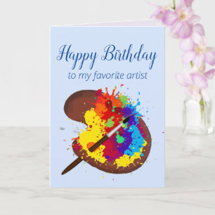 Cartão Feliz Aniversário Favorito Artista Colorida Pintu