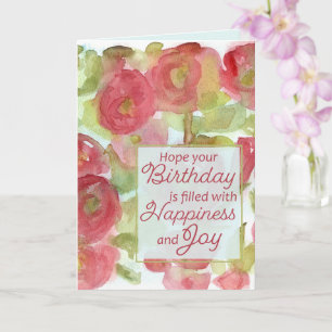 Cartão Feliz Aniversário Felicidade Alegria Rosa Malvaris