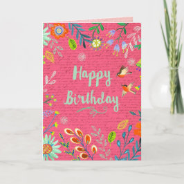 Cartão Feliz Aniversário Feliz, Rosa, Flores