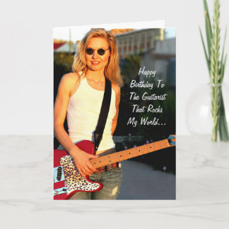 Cartão Feliz Aniversário Female Guitarist Rocks Card