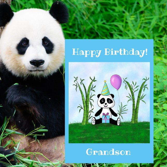Cartão Feliz aniversário Festa do Avô Panda (Make your grandchild's day unforgettable with this whimsical, personalized birthday card!)