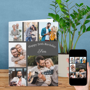 Cartão Feliz Aniversário Filho 6 Colagem de Fotos Qualque