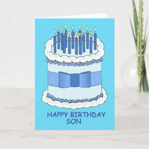 Cartão Feliz Aniversário, Filho Cartoon Bake e Velas