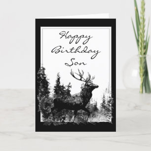 Cartão Feliz Aniversário, Filho Vintage Stag, Veado
