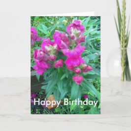 Cartão Feliz aniversário. Flor de Snapdragon.