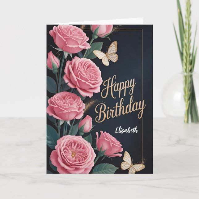 Cartão Feliz Aniversário Floral (Frente)