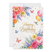 Feliz Aniversário Floral Aquarela Luxuosa