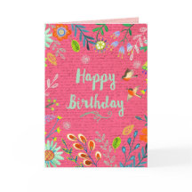 Feliz Aniversário Flores Campestres Rosa Alegre