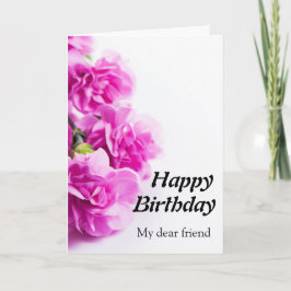 Cartão Feliz aniversário Flores cor-de-rosa sobre fundo b