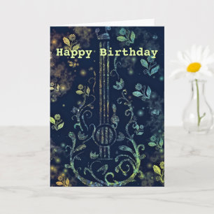 Cartão Feliz Aniversário - Flores de Arte do Violão