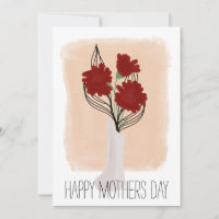 Feliz Aniversário Flores Vermelhas Pincelada