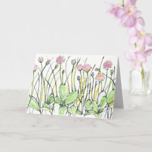 Cartão Feliz Aniversário Flower Field Red Clover Tinta