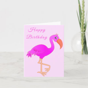 Cartão Feliz Aniversário - Fofo Flamingo - Feliz