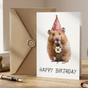 Cartão Feliz Aniversário, Fofo-Hamster