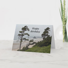 Cartão Feliz Aniversário, Foggy Morning, Cannon Beach, OR