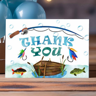 Cartão Feliz aniversário, fora de pesca, obrigado