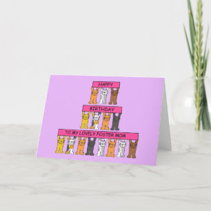 Cartão Feliz Aniversário Foster Mãe Gatos de Cartoon