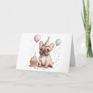 Cartão Feliz Aniversário French Bulldog
