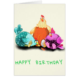 Cartão Feliz Aniversário - Galinhas Engraçadas Esperand