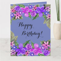 Feliz aniversario! Ganhos florais roxos, grande