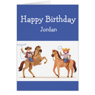 Cartão Feliz Aniversário Garota Adora Cowboys