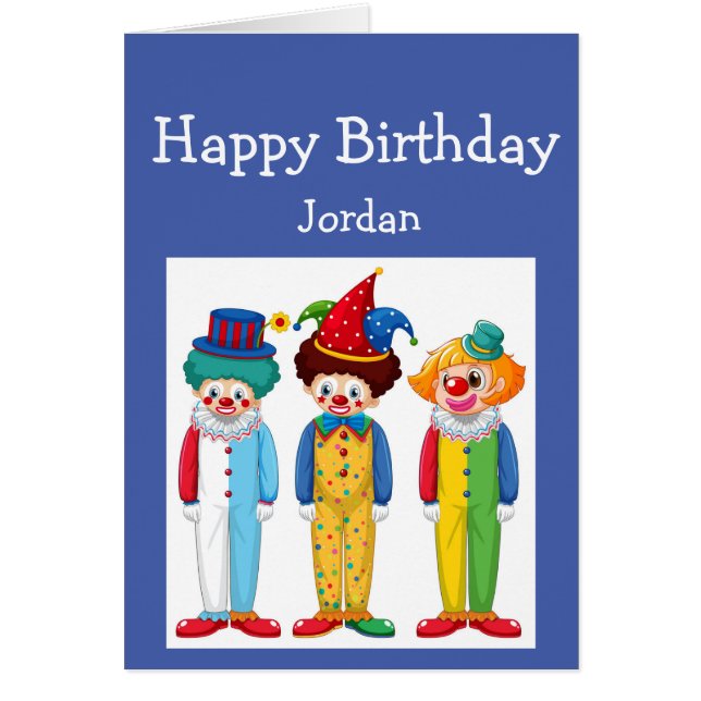 Cartão Feliz Aniversário Garota Adora Palhaços de Circo (Frente)