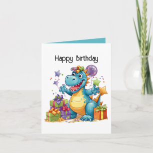 Cartão Feliz aniversário, garotos do Dinossauro, personal