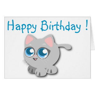 CARTÃO "FELIZ ANIVERSÁRIO" GATINHO DE BEBÊ