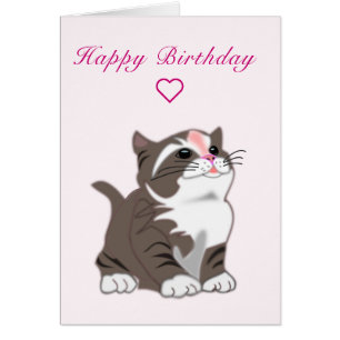 Cartão Feliz Aniversário - Gatinho De Bebê Bonito - Doc