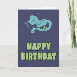 Cartão Feliz aniversário, gatinho engraçado dormindo