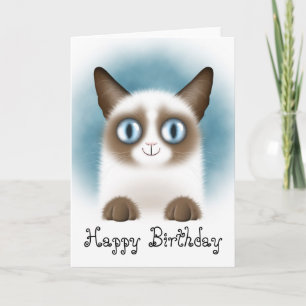 Cartão Feliz Aniversário Gatinho Siamês