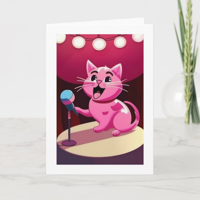 Cartão Feliz Aniversário Gato (Frente)