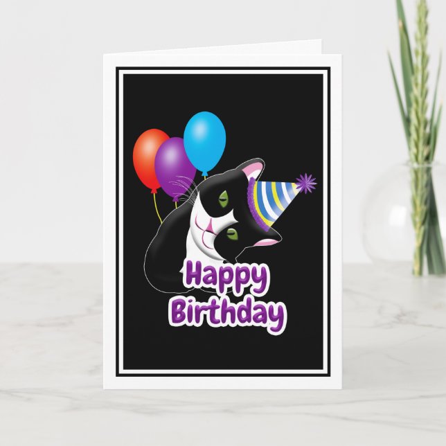 Cartão Feliz Aniversário Gato (Frente)