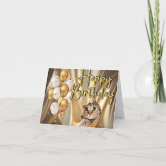 Cartão Feliz Aniversário Gato