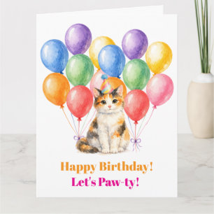 Cartão Feliz Aniversário Gato Calico Pet