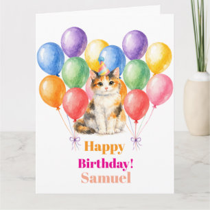 Cartão Feliz Aniversário Gato Calico Pet