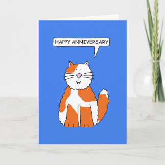 Cartão Feliz Aniversário Gato Laranja e Branco