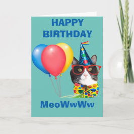 Cartão Feliz Aniversário Gato no Chapéu