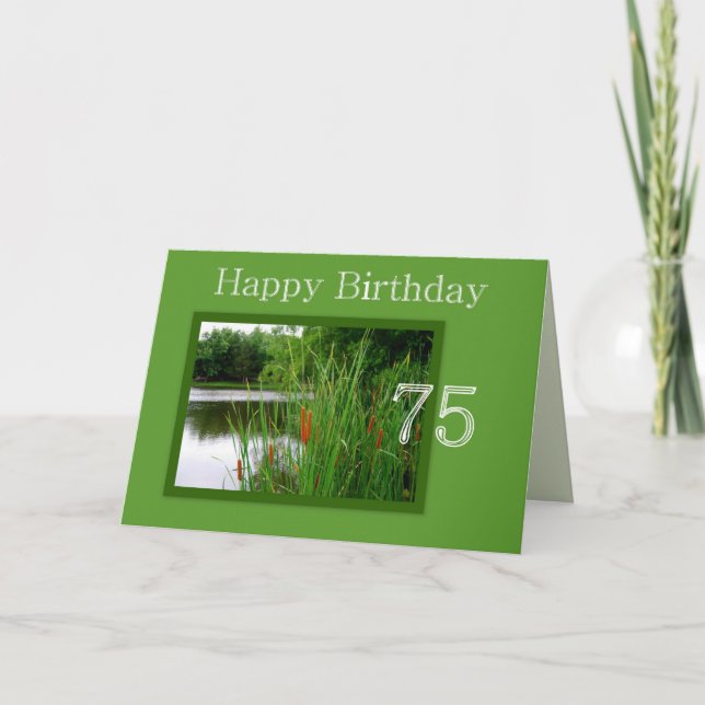 Cartão Feliz Aniversário, Gatos de Gato em Pond (Frente)