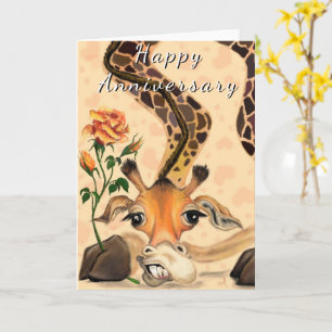 Cartão Feliz Aniversário - Girafa Romântica - Engraçad