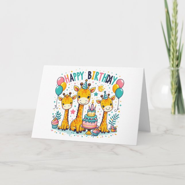 Cartão Feliz aniversário Girafas (Frente)
