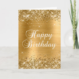 Cartão Feliz Aniversário Glittery Gold Foil 2