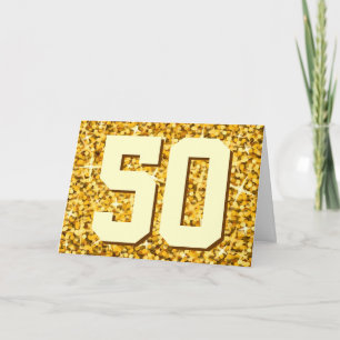 Cartão 'Feliz Aniversário' Glitz "Dourado" '50'