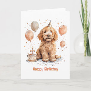 Cartão Feliz aniversário Goldendoodle Cachorro de Anivers