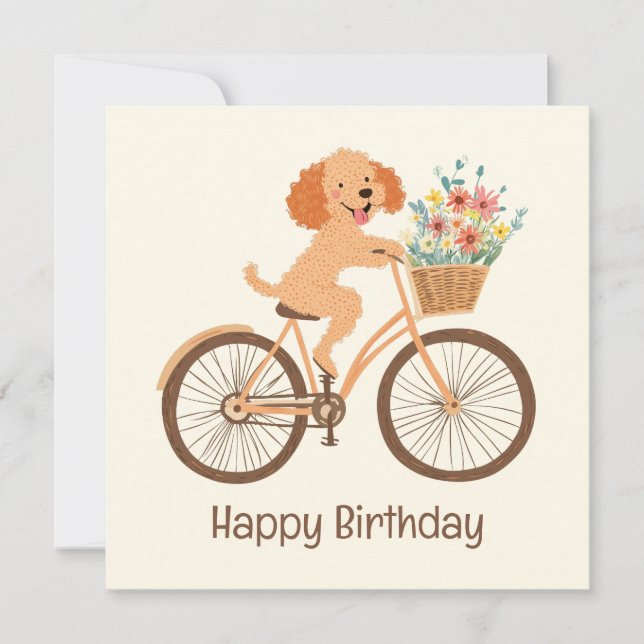 Cartão Feliz aniversário Goldendoodle Cachorro Primavera (Frente)