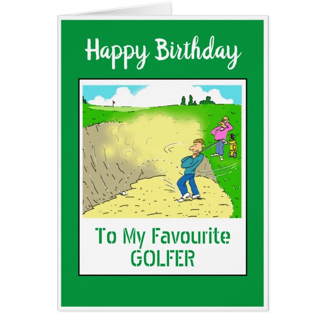 Cartão Feliz Aniversário Golfer (Frente)