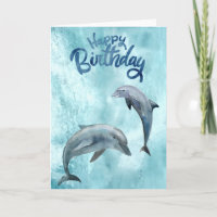 Feliz Aniversário Golfinho Aquarela