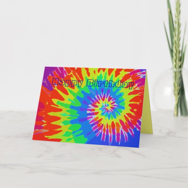 Cartão Feliz Aniversário Groovy Tie Dye Card (Frente)