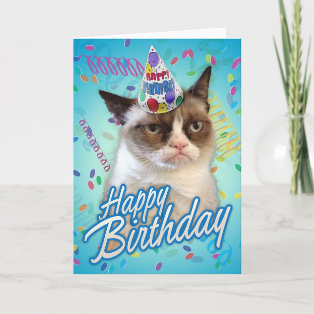 Cartão Feliz Aniversário Grumpy Cat (Frente)